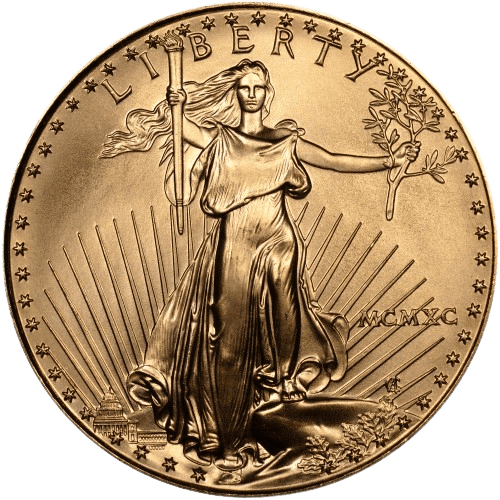 Złota moneta American Gold Eagle 1 oz 1990 – awers i rewers Złote monety Kraków Liberty MCMXC 1oz 50 dollars KupSZTABKI Starowiślna Kraków złoto