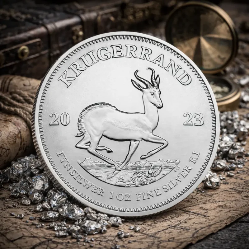 Krugerrand 1 oz srebrna moneta – rewers springbok, 1 Rand