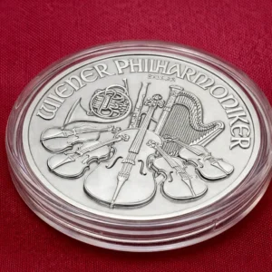 Srebrna moneta Wiedeński Filharmonik 1 oz 2021 srebro Ag999 ujęcie pod kątem