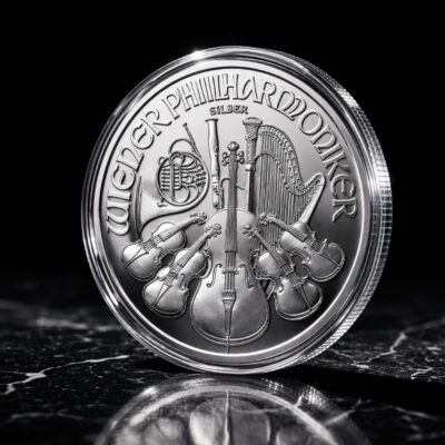 Wiedeński Filharmonik 1 oz srebro Ag 999 awers instrumenty Vienna Philharmonic