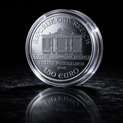 Wiedeński Filharmonik 1 oz srebrna moneta rewers 1,5 euro Münze Österreich