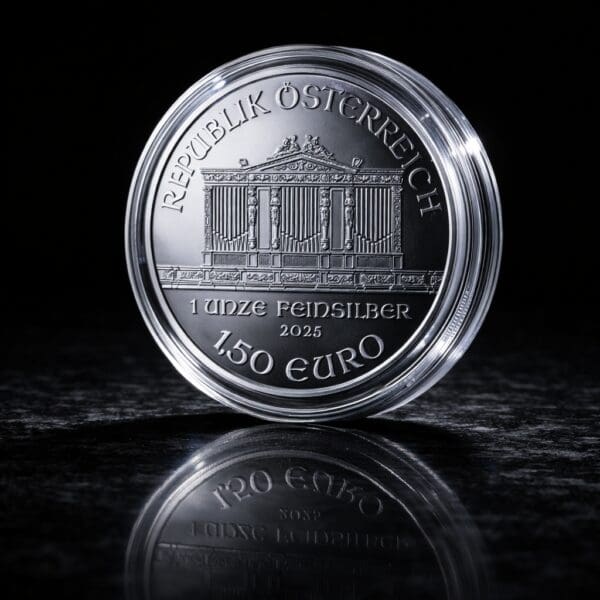 Wiedeński Filharmonik 1 oz srebrna moneta rewers 1,5 euro Münze Österreich