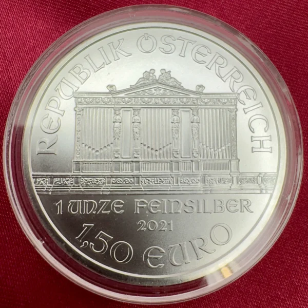 Srebrna moneta Wiedeński Filharmonik 1 oz 2021 Ag999 Münze Österreich