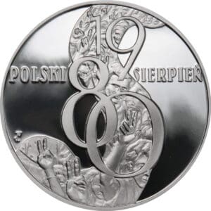 Srebrna moneta 10 zł Polski Sierpień 1980 Solidarność KupSZTABKI.pl Kraków Starowiślna