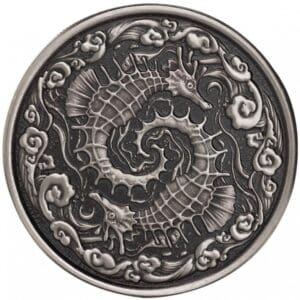 Srebrna moneta Seahorse 2024 – Samoa – 1 oz Ag 999 – koniki morskie w wykończeniu proof like antique Mennica Kraków KupSZTABKI Srebrne monety