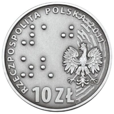 Srebrna Moneta Inwestycyjna z orłem, odciskiem palca i napisem "Rzeczpospolita Polska 2011".