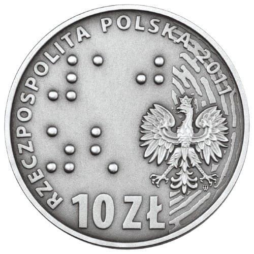 Srebrna Moneta Inwestycyjna z orłem, odciskiem palca i napisem "Rzeczpospolita Polska 2011".