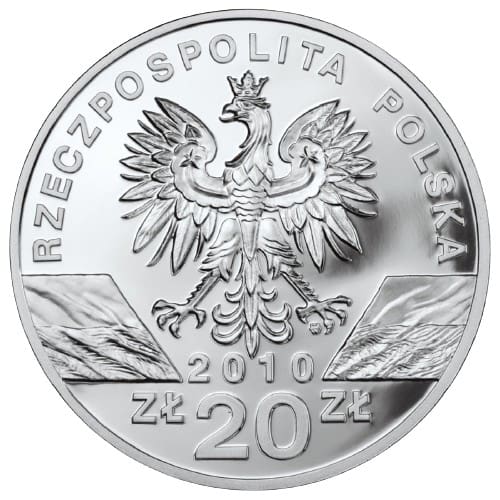 Srebrna moneta kolekcjonerska godło polski orzeł biały. rzeczpospolita polska 2010 20zł