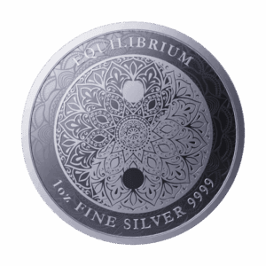 Srebrna moneta Equilibrium 2023 Niue 1 oz Ag 9999 – geometryczny wzór i herb Niue