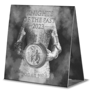Srebrna moneta Knights of the Past 2023 Malta 1 oz Ag 9999 – rycerze zakonu maltańskiego, blisterpack i certyfikat