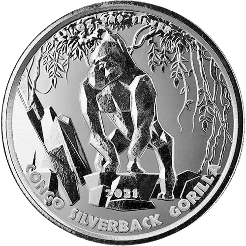 Srebrna moneta Congo Silverback Gorilla 2021 Kraków KupSZTABKI.pl Starowiślna Republique Du Congo 500 Francs CFA