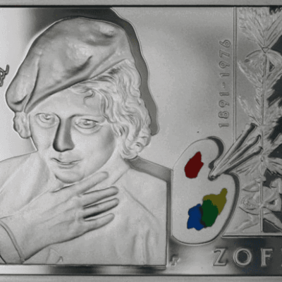 Srebrna moneta Zofia Stryjeńska 20 zł 2011 – awers i rewers, moneta kolekcjonerska NBP