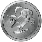 Srebrna moneta Ateńska Sowa 2024 – rewers z Ateńską Sową, awers z portretem Króla Karola III. Srebrna moneta Silver coin Kraków KupSZTABKI Ateńska sowa St Helena 2024 `