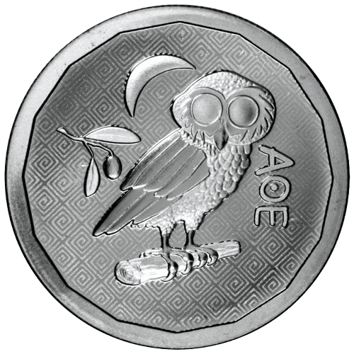 Srebrna moneta Ateńska Sowa 2024 – rewers z Ateńską Sową, awers z portretem Króla Karola III. Srebrna moneta Silver coin Kraków KupSZTABKI Ateńska sowa St Helena 2024 `