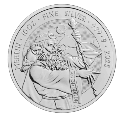 Srebrna moneta Merlin 2023 – rewers z czarodziejem Merlinem, awers z portretem Króla Karola III. Srebrna_moneta_Merlin_Mity_i_Legendy_2023_Kraków_KupSZTABKI.pl_Starowiślna_6_Silver_Coin