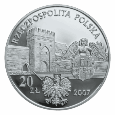 Srebrna moneta Miasto Średniowieczne w Toruniu 20 zł 2007 – awers i rewers, edycja kolekcjonerska NBP Srebrne monety Kraków 20 zł Miasto średniowieczne w toruniu polska 2007 Kraków Starowiślna KupSZTABKI