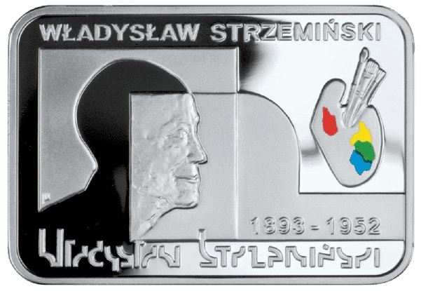 Srebrna moneta Władysław Strzemiński 20 zł 2009 – awers i rewers, moneta kolekcjonerska NBP. Srebrne monety Kraków Władysław Strzemiński 2009 20zł rzeczpospolita polska Kraków Starowiślna KupSZTABKI