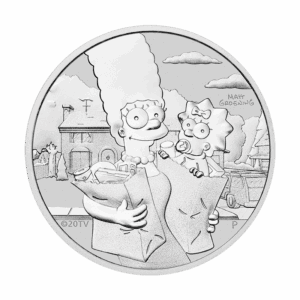 Srebrna moneta Marge i Maggie Simpson 2021 Tuvalu 1 oz Ag 9999 – seria The Simpsons z Perth Mint