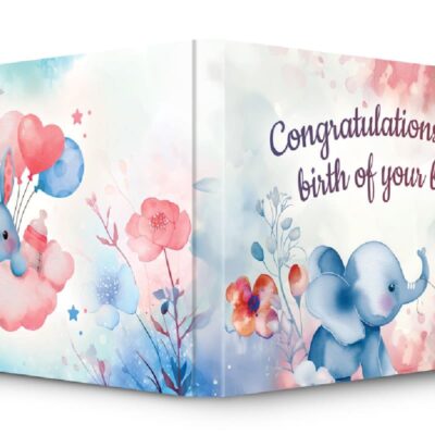 Opakowanie na sztabkę Blister okolicznościowy Gratulacje z okazji narodzin dziecka – dołączone opakowanie na złotą lub srebrną sztabkę, idealne na prezent z okazji urodzenia dziecka