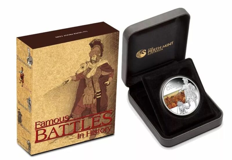 Srebrna moneta Famous Battles in History: Cannae 216 BC - 1 oz - The Perth Mint Australia Srebrna moneta Kraków famous battles in History 1oz srebro Kraków Starowiślna Srebrne monety KupSZTABKI Tavalau 2009 1 dollar The Perth mint Australia