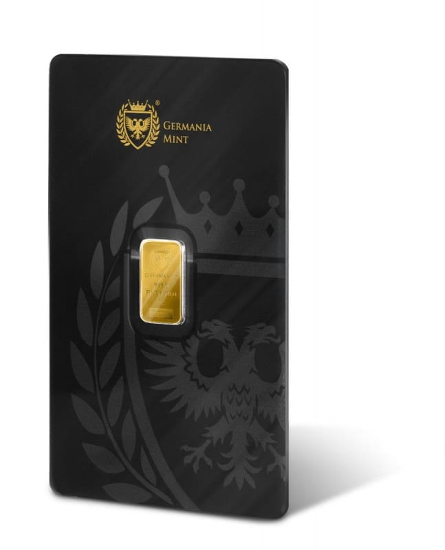 Sztabka złota 1 g Germania Mint – inwestycyjne złoto w eleganckim opakowaniu Sztabka złota 1g Kraków KupSZTABKI Starowiślna Gold Bar Tanie złoto Kraków