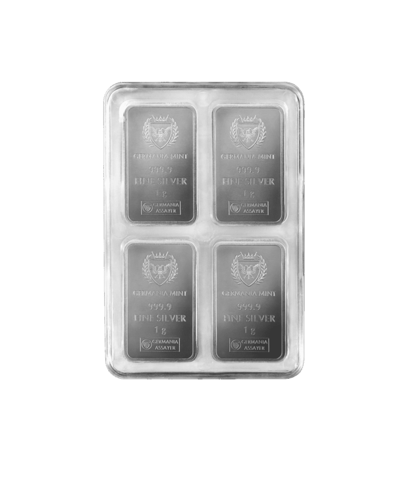 Sztabka srebra dzielona Germania Mint MultiBar 100 x 1 g Ag 9999 Sztabka srebra dzielona 100 x 1g Kraków Starowiślna KupSZTABKI Sztabki srebra małe wagi Germania Mint