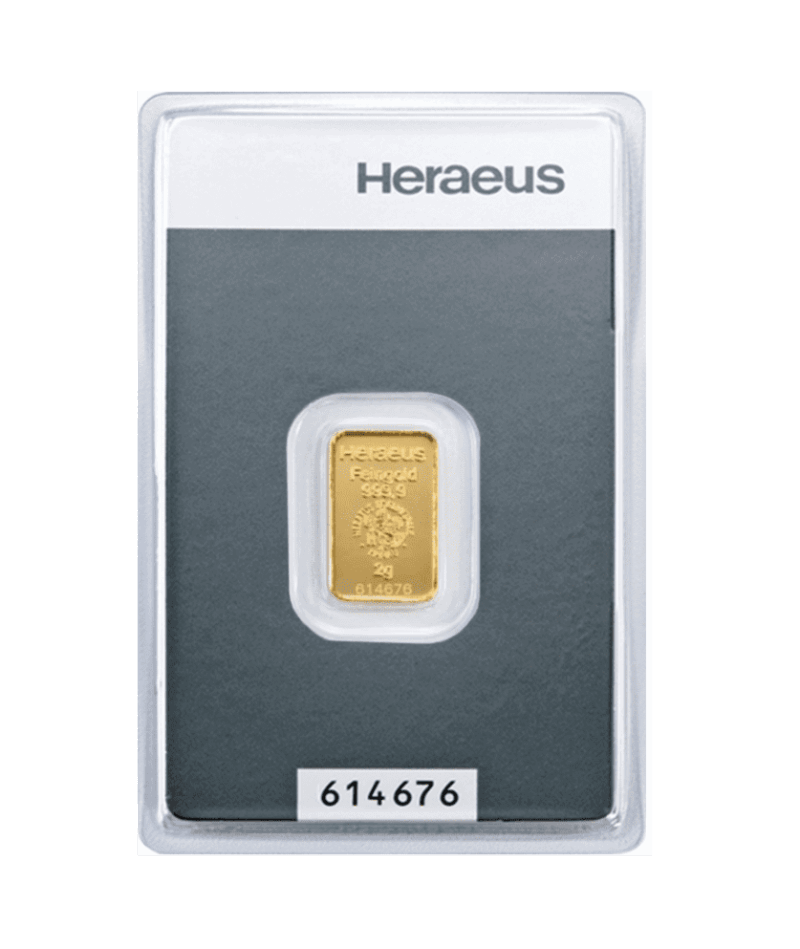 Złota sztabka 2 g Heraeus/Argor-Heraeus Au 999.9 – KupSZTABKI.pl Kraków Starowiślna