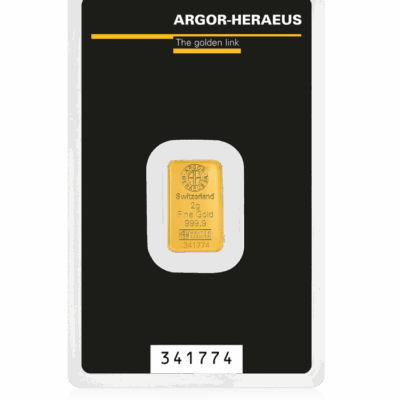 Złota sztabka 2 g Heraeus/Argor-Heraeus Au 999.9 – KupSZTABKI.pl Kraków Starowiślna