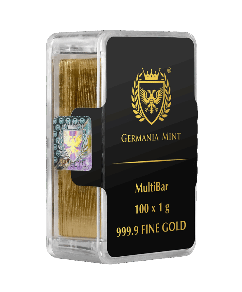 Germania Mint Gold MultiBar 100 x 1 g - sztabka złota 999.9 w plastikowym opakowaniu