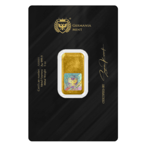 Sztabka złota Germania Mint 1 oz w opakowaniu ochronnym, wysokiej czystości Au 999.9