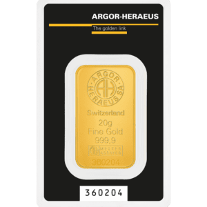 Sztabka złota 20 g Argor-Heraeus w Certipacku – KupSZTABKI.pl Kraków Starowiślna