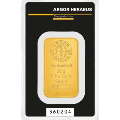 Sztabka złota 20 g Argor-Heraeus w Certipacku – KupSZTABKI.pl Kraków Starowiślna