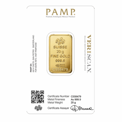 Sztabka złota 20 g Kraków Starowiślna KupSZTABKI zlota-sztabka-au9999-pamp-20-g 2
