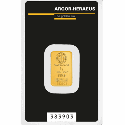 Złota sztabka 5g Heraeus Argor-Heraeus Au999.9 – złote złoto Kraków