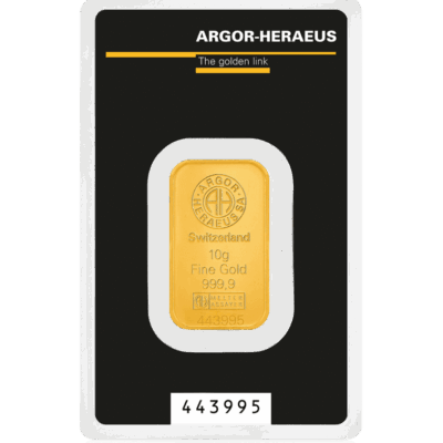 Złota sztabka 10g Argor-Heraeus Au 999.9 w Certipacku Kraków KupSZTABKI Starowiślna