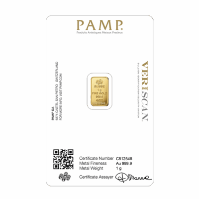 Złota sztabka PAMP 1g Au999.9 w CertiPack - KupSZTABKI.pl Kraków Starowiślna