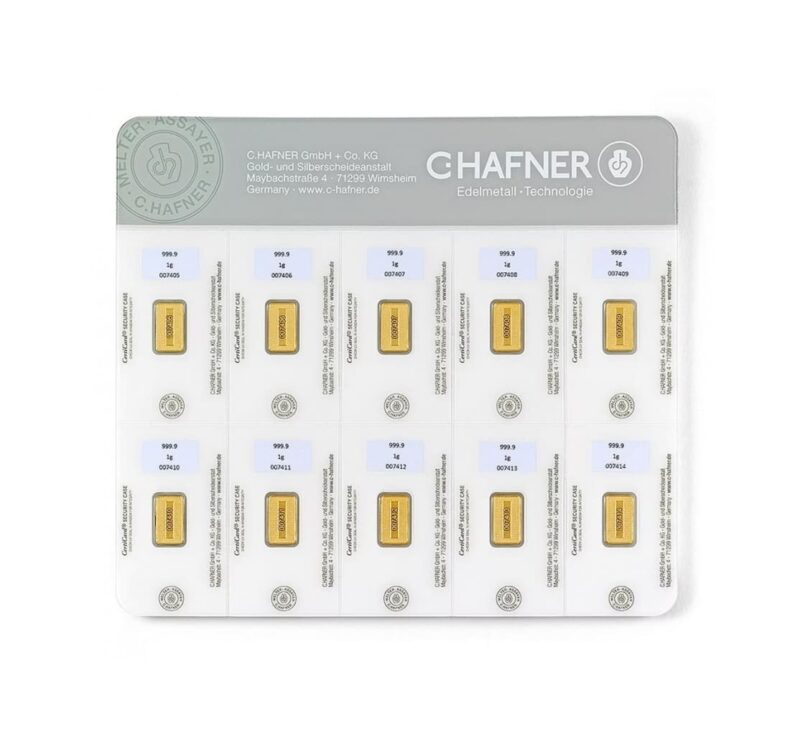 Złote sztabki 10x 1g Smart Pack Kraków Starowiślna KupSZTABKI gold-bar-au9999-hafner-smartpack-10x1g