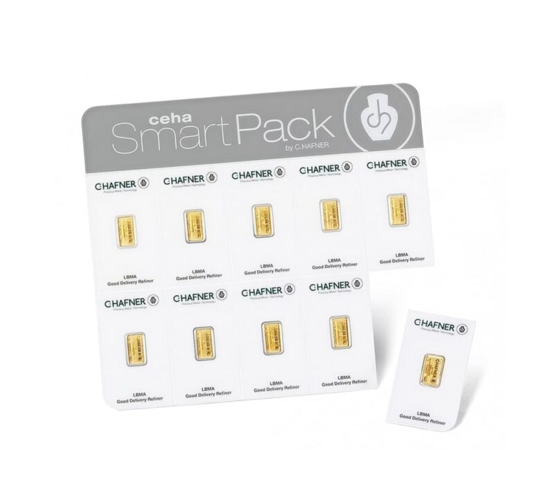 Złote sztabki 10x 1g Smart Pack Kraków Starowiślna KupSZTABKI gold-bar-au9999-hafner-smartpack-10x1g