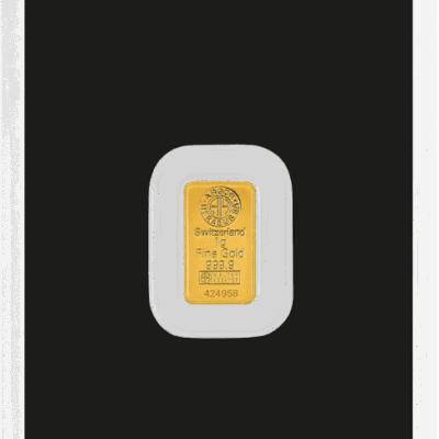 Złota sztabka 1 g Argor-Heraeus, próba 999.9, oryginalne opakowanie CertiCard.