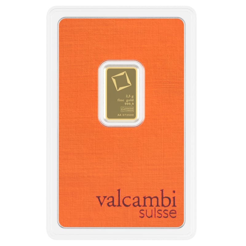Sztabka złota 2.5 g Kraków Starowiślna KupSZTABKI Valcambi 4_MintedBars_1g_Au_9999_Front_P "Sztabka złota Valcambi 2,5 g próby 999,9 – certyfikowany produkt" Kraków Starowiślna KupSZTABKI