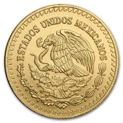Złota moneta Casa de Moneda de Mexico 1/4 oz, Mexican Libertad 2024, Au 999, przedstawiająca boginię wolności oraz herb Meksyku.