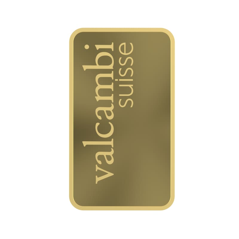 Sztabka złota Valcambi 1 oz Au 999.9 w opakowaniu ochronnym.