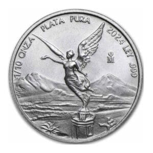Srebrna moneta Libertad Meksyk 2024 1/10 oz Ag 999 – bogini wolności i orzeł na rewersie