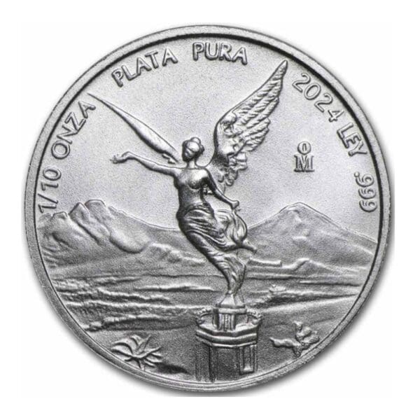 Srebrna moneta Libertad Meksyk 2024 1/10 oz Ag 999 – bogini wolności i orzeł na rewersie