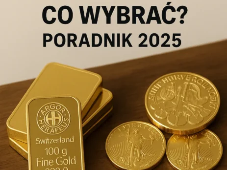 Złote sztabki i monety bulionowe leżące na drewnianym blacie – Poradnik inwestora 2025 Kupsztabki.pl, Kraków Starowiślna