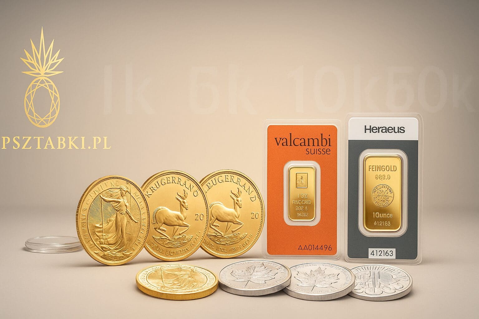 Koszyki inwestycyjne ze złota i srebra według budżetu – monety 1 oz i sztabki LBMA – Kraków Starowiślna KupSZTABKI