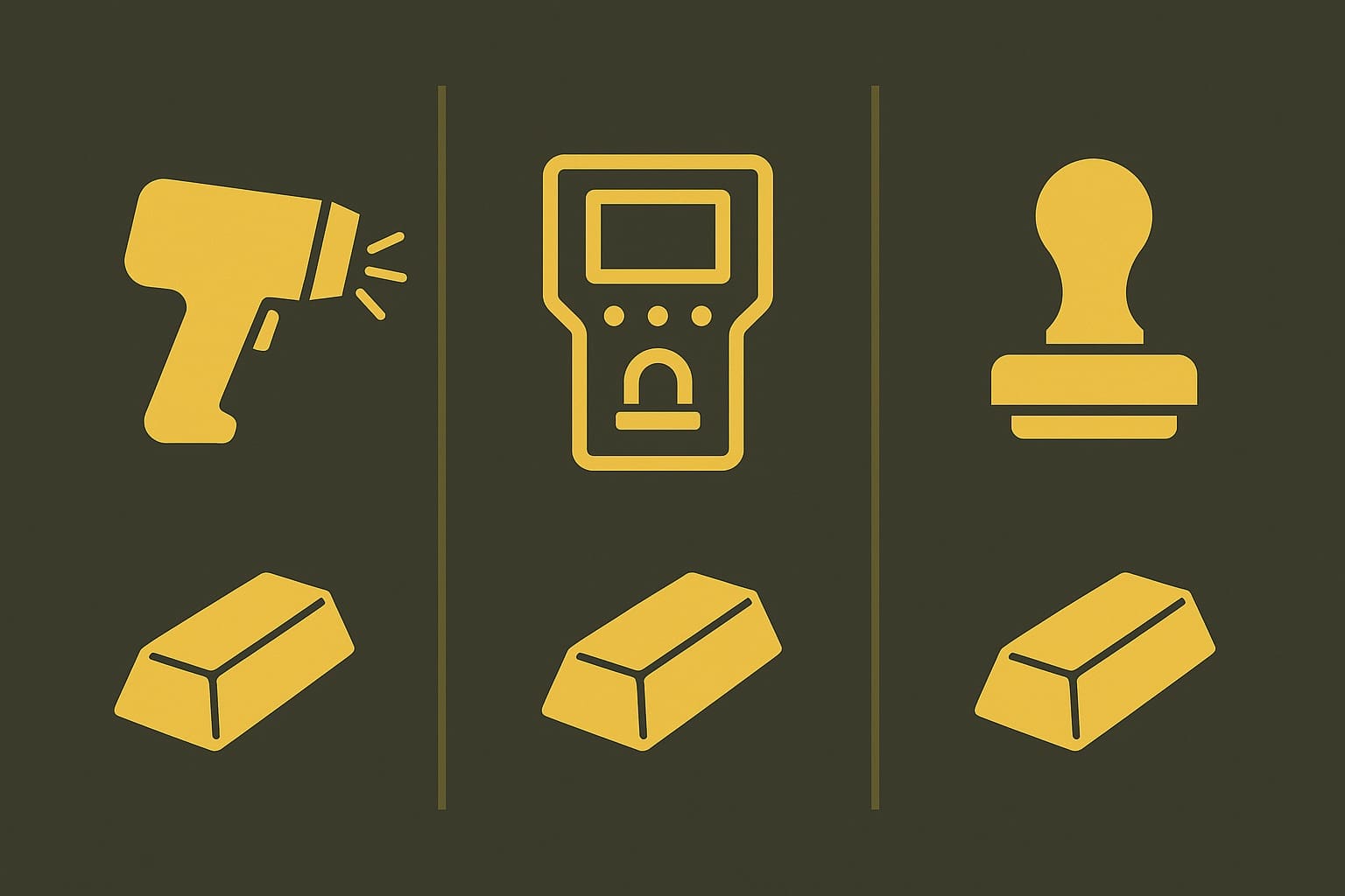 Infografika porównująca metody weryfikacji złota: PMV PRO, XRF i Urząd Probierczy – czas, koszt, inwazyjność