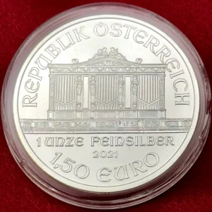 Rewers monety Wiedeński Filharmonik 1 oz 2021 Filharmonia Wiedeńska 1 Unze Feinsilber