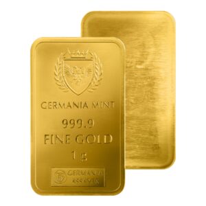 Detale sztabki złota 1 g Germania Mint 999.9 Fine Gold