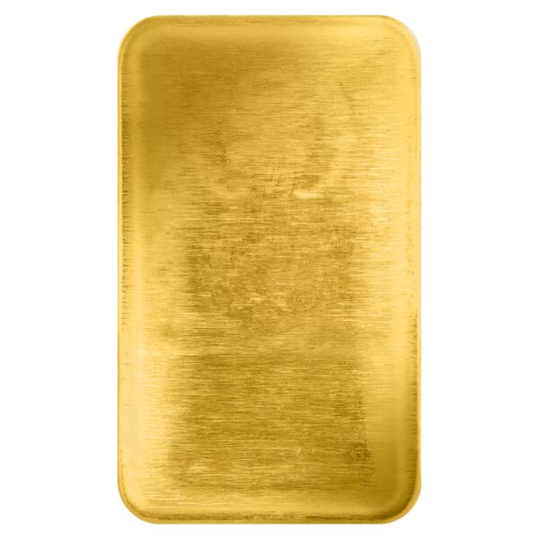 Detal tyłu sztabki złota 1 g Germania Mint 999.9 Fine Gold